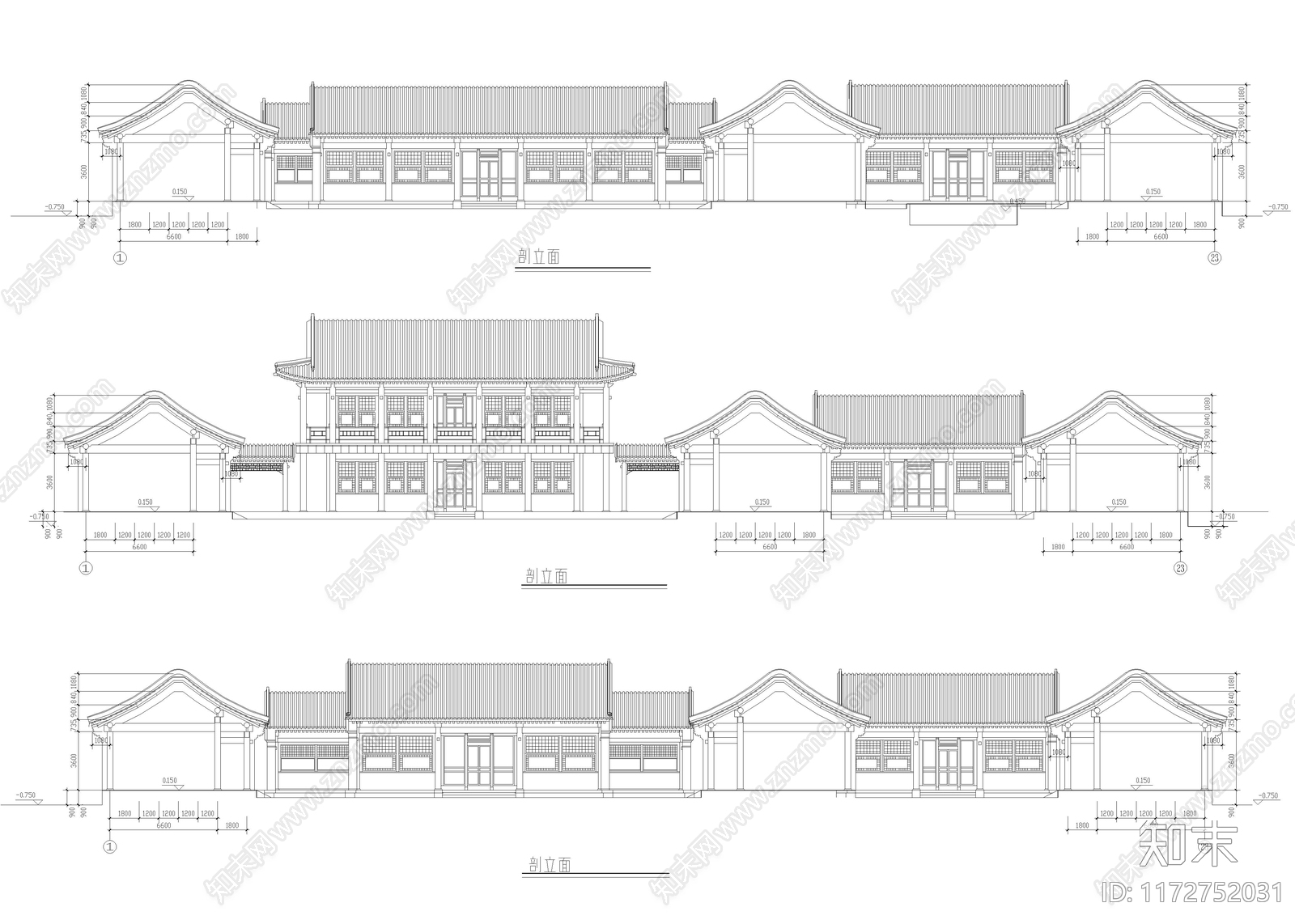 新中式中式四合院cad施工图下载【ID:1172752031】