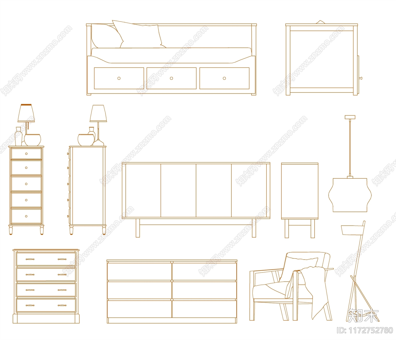 现代综合家具图库施工图下载【ID:1172752780】