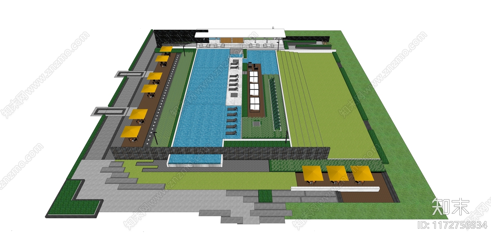 现代小区景观SU模型下载【ID:1172756934】