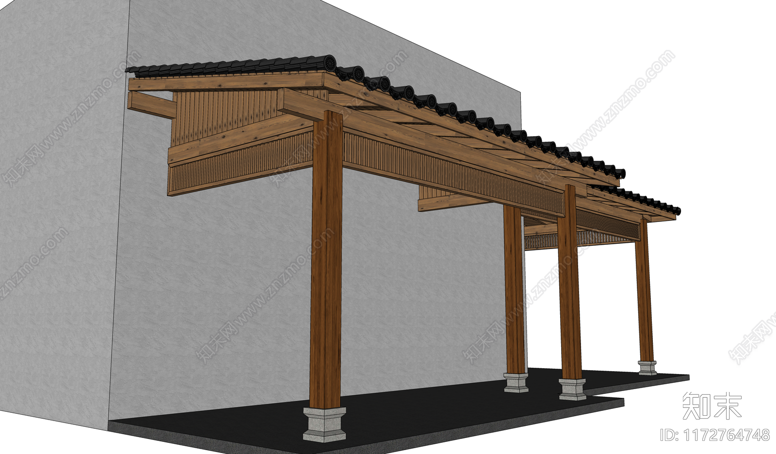 中式新中式廊架SU模型下载【ID:1172764748】