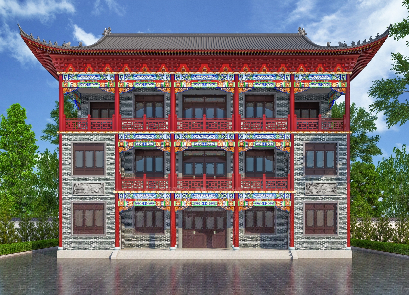 中式新中式古建3D模型下载【ID:1172850277】