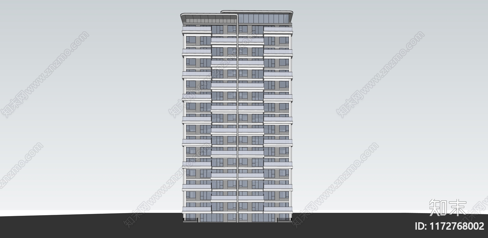 现代极简高层住宅SU模型下载【ID:1172768002】