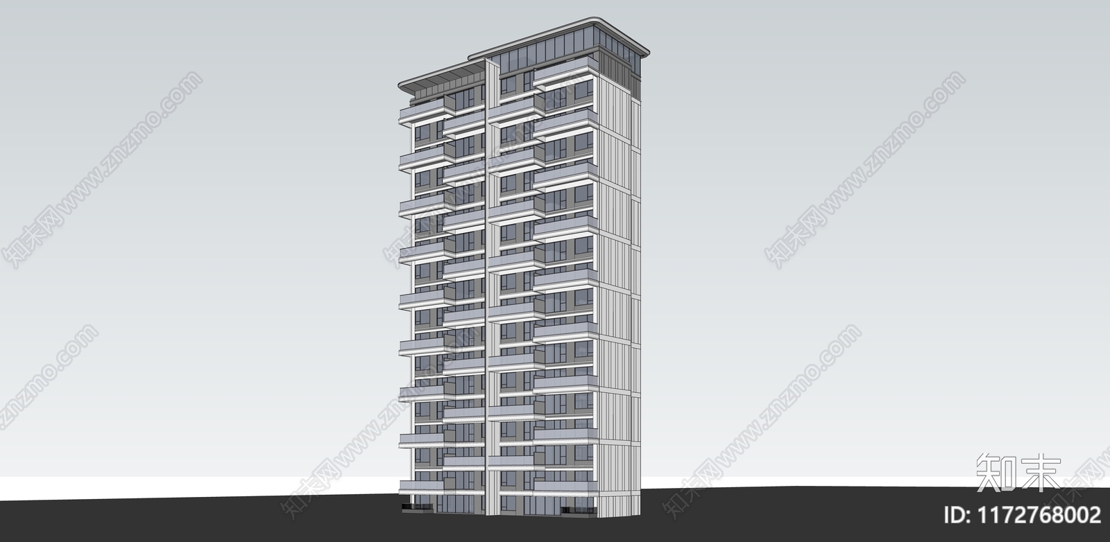 现代极简高层住宅SU模型下载【ID:1172768002】