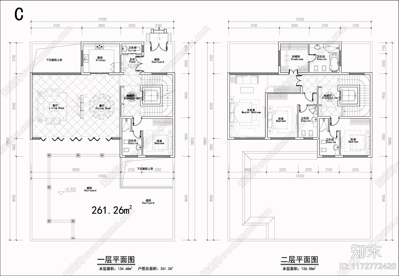 现代别墅建筑施工图下载【ID:1172772420】