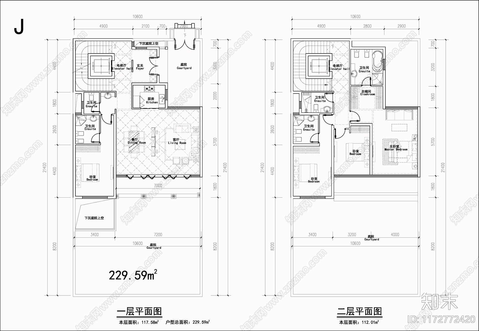 现代别墅建筑施工图下载【ID:1172772420】