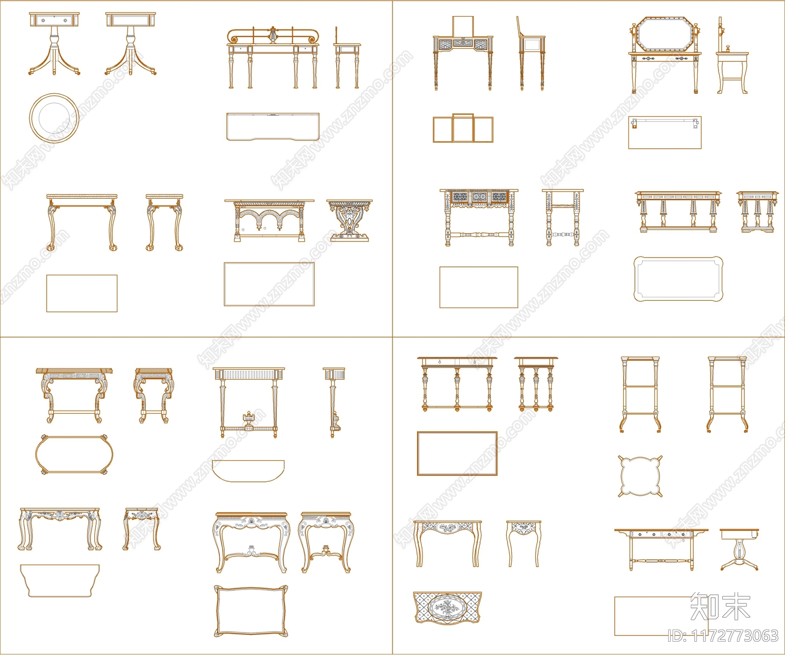 欧式桌子施工图下载【ID:1172773063】