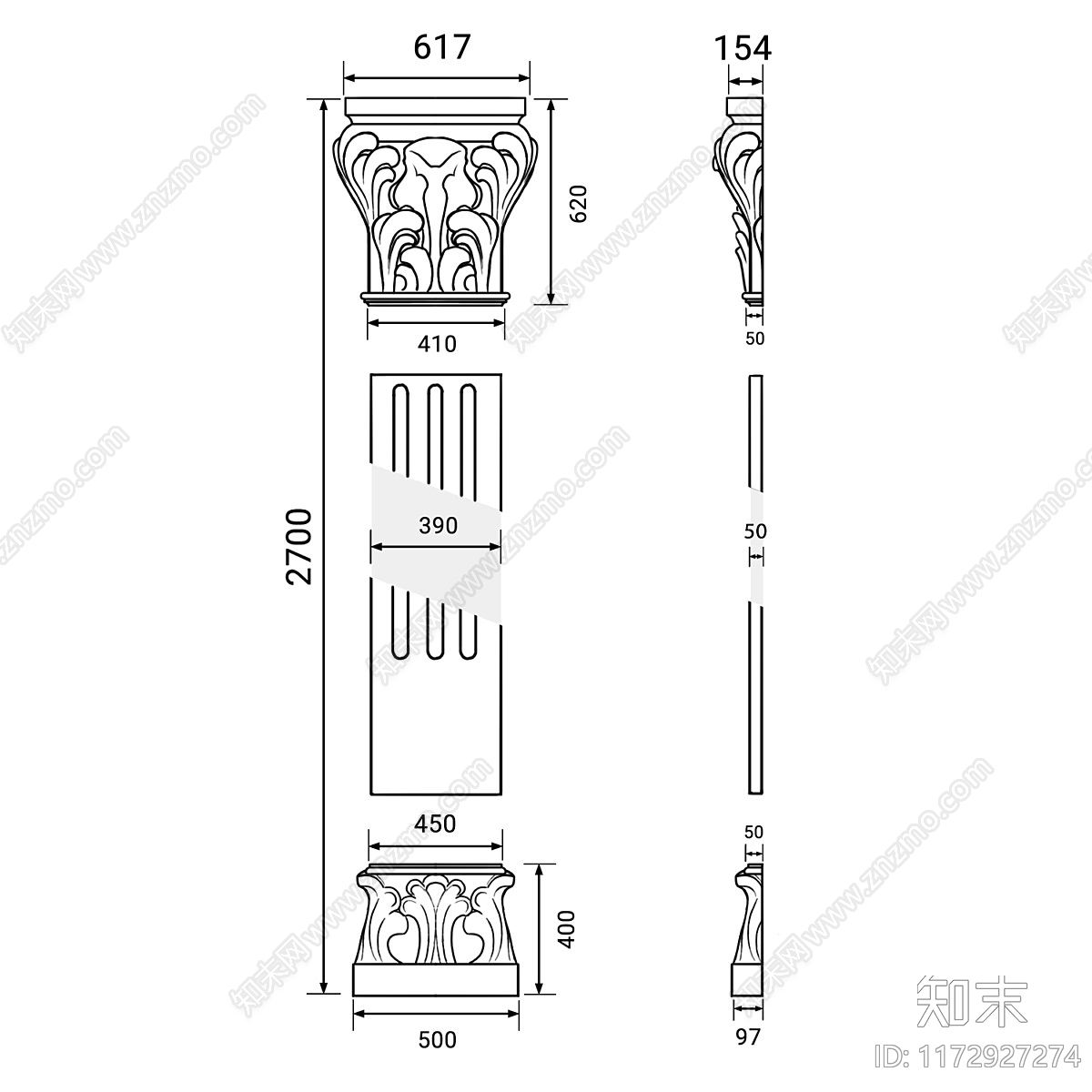 法式复古柱子3D模型下载【ID:1172927274】