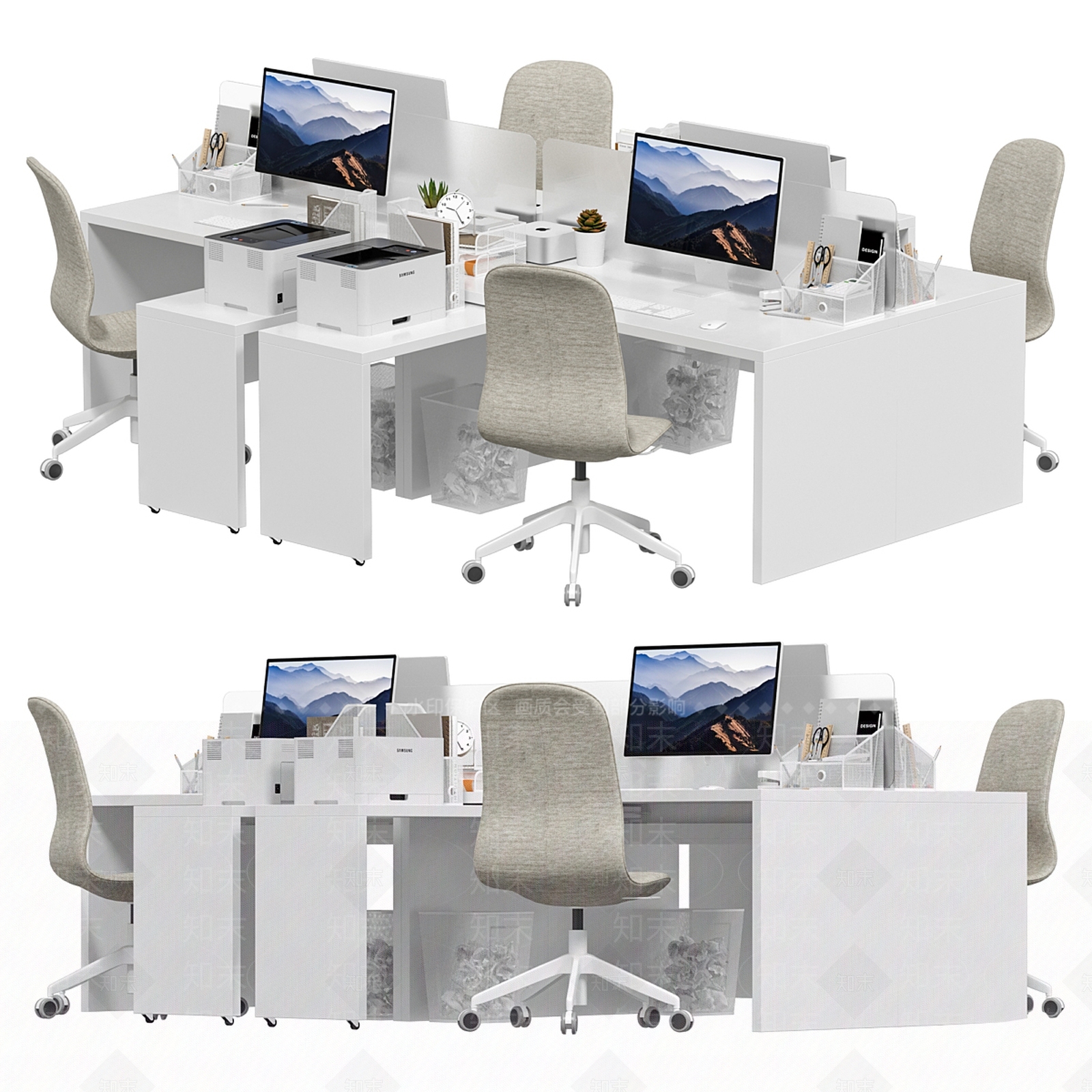 现代办公桌椅3D模型下载【ID:1172830094】