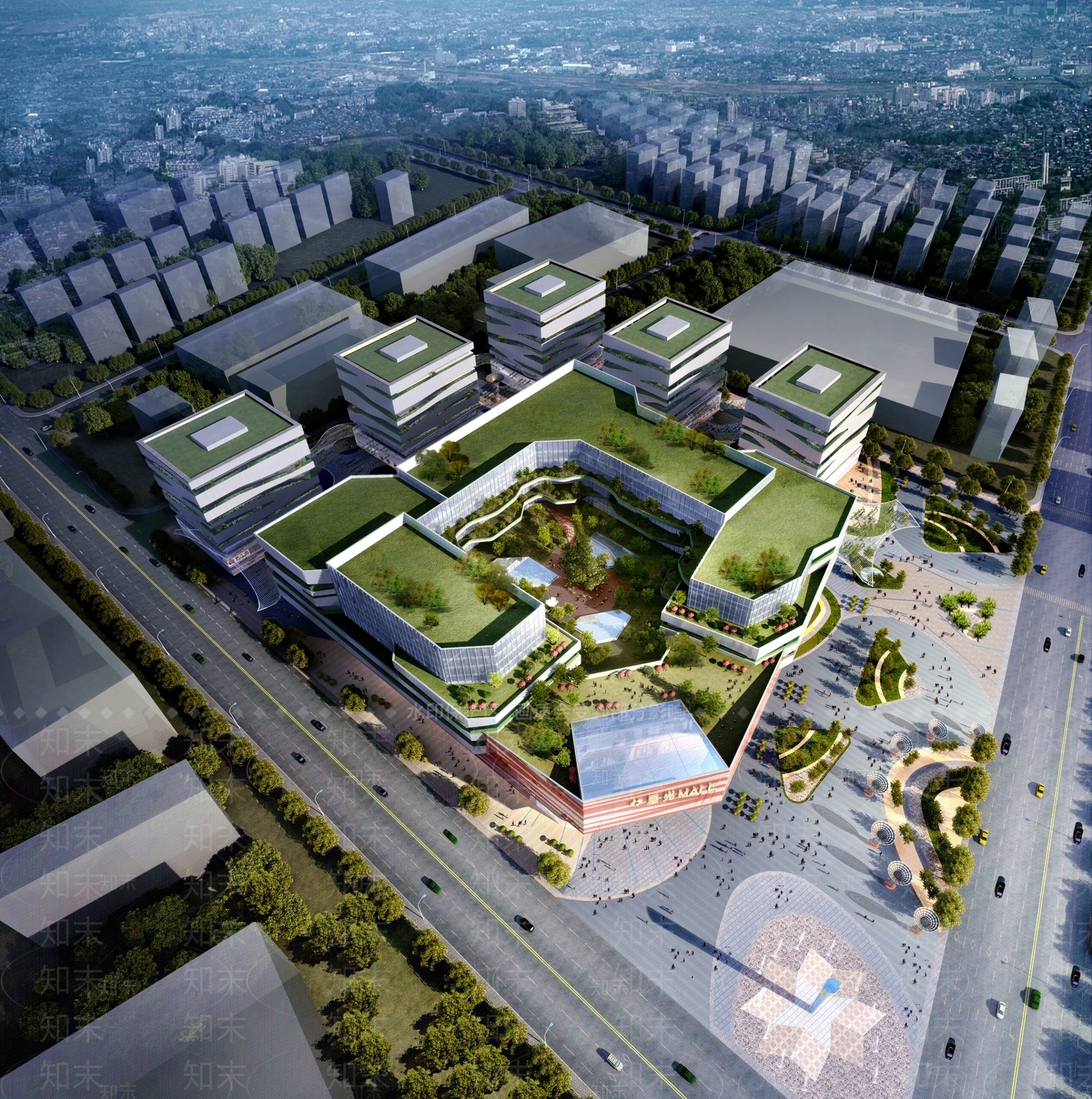 现代商场建筑SU模型下载【ID:1172793481】