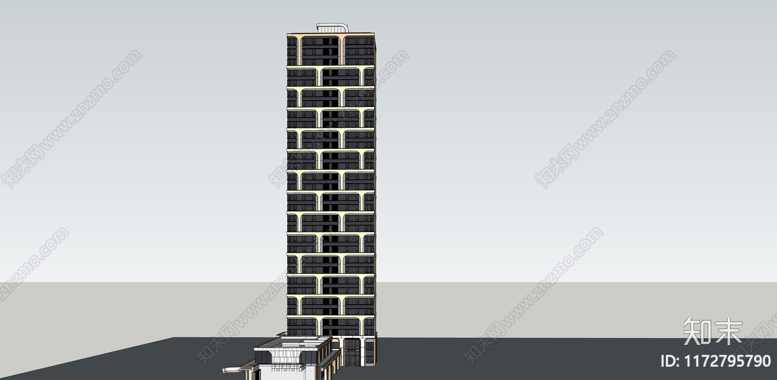 现代轻奢高层住宅SU模型下载【ID:1172795790】