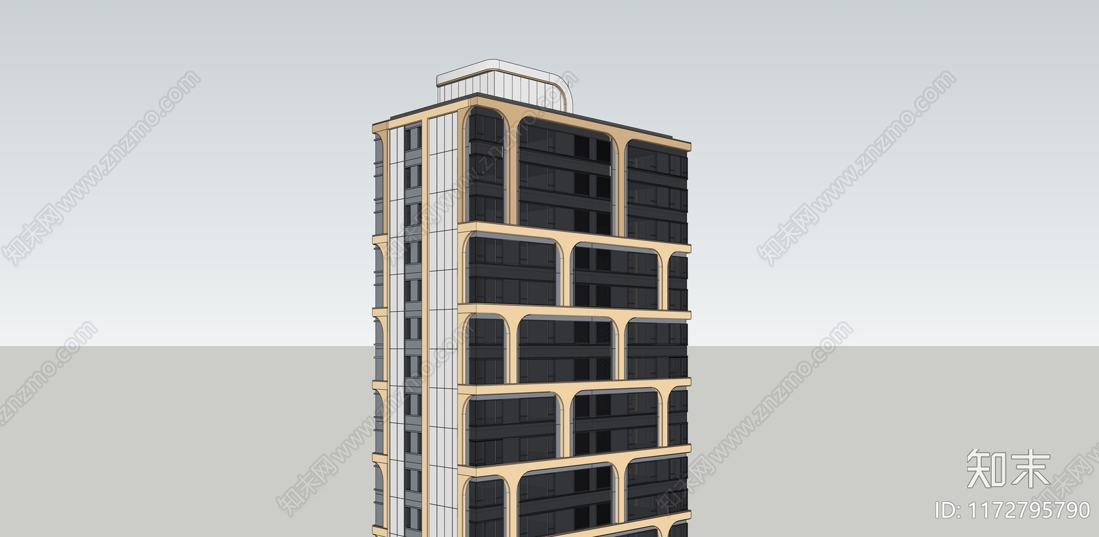 现代轻奢高层住宅SU模型下载【ID:1172795790】