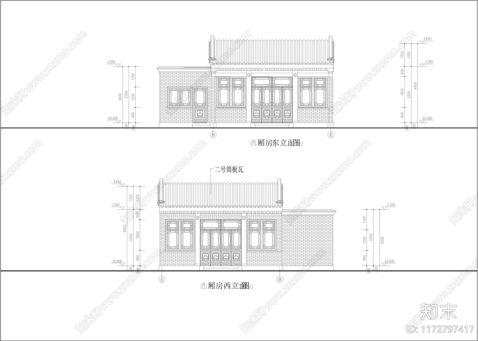 新中式四合院cad施工图下载【ID:1172797417】