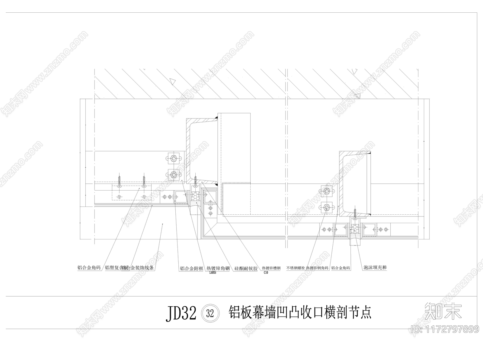 现代墙面节点cad施工图下载【ID:1172797899】