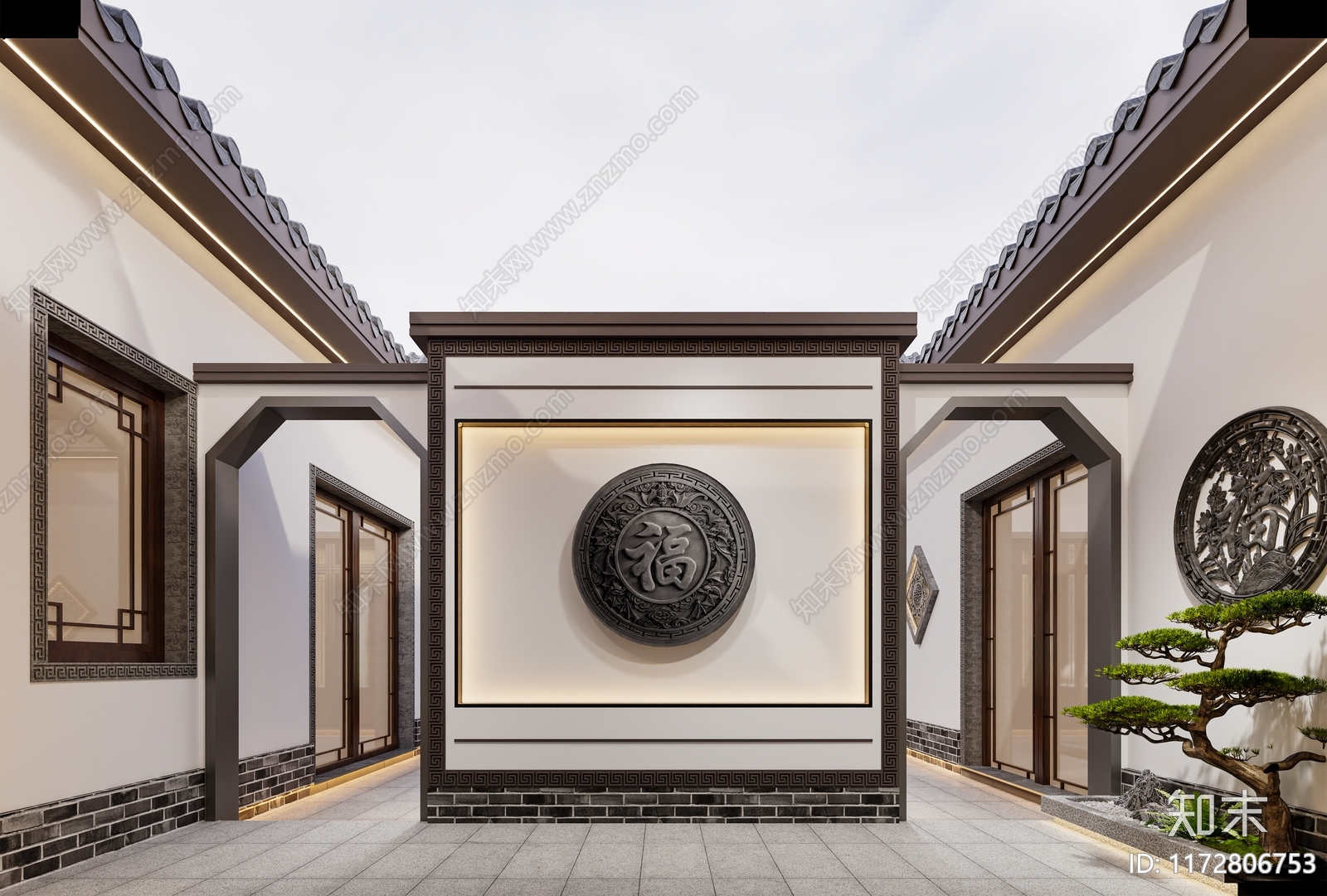 新中式庭院3D模型下载【ID:1172806753】