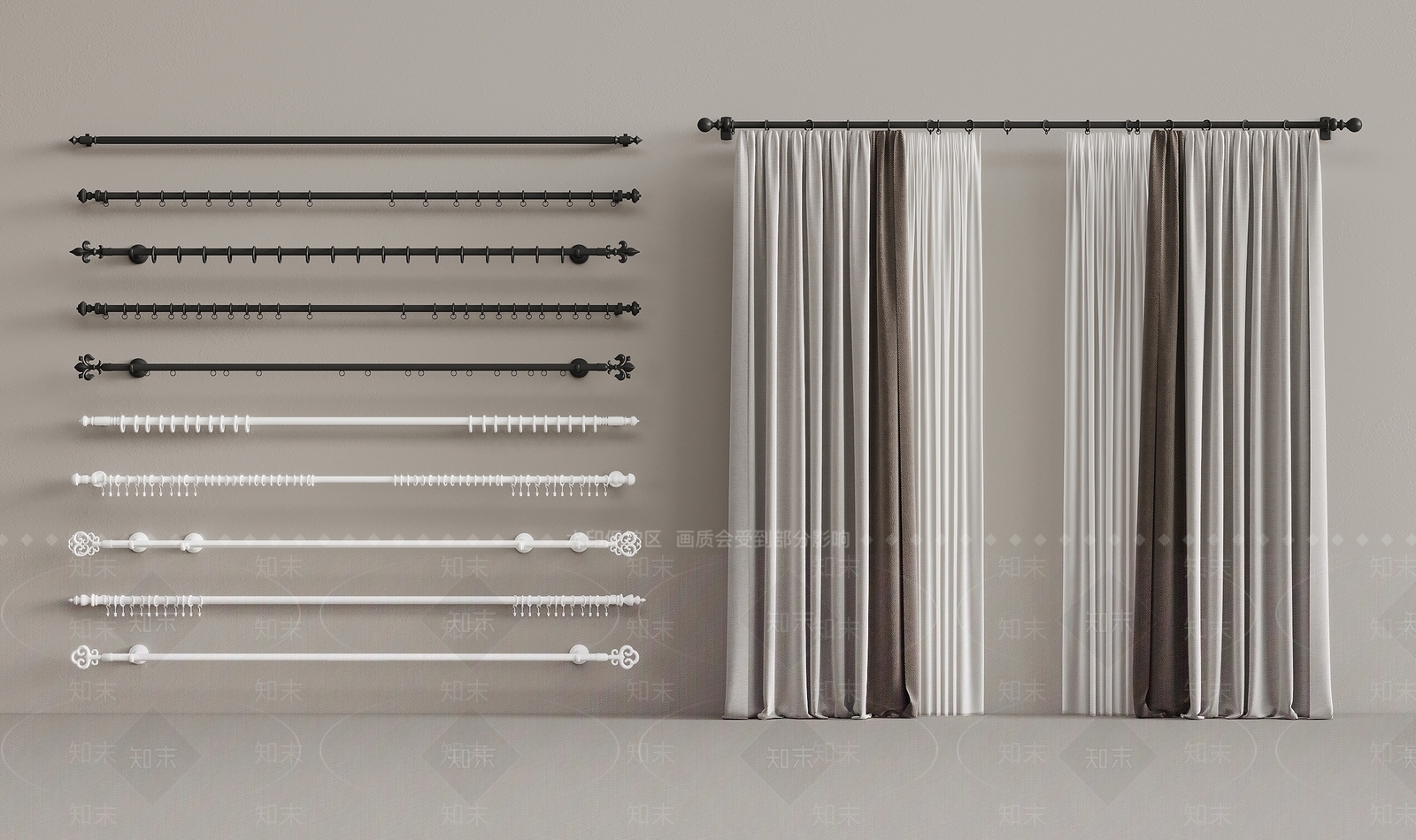 窗帘杆3D模型下载【ID:1172807527】