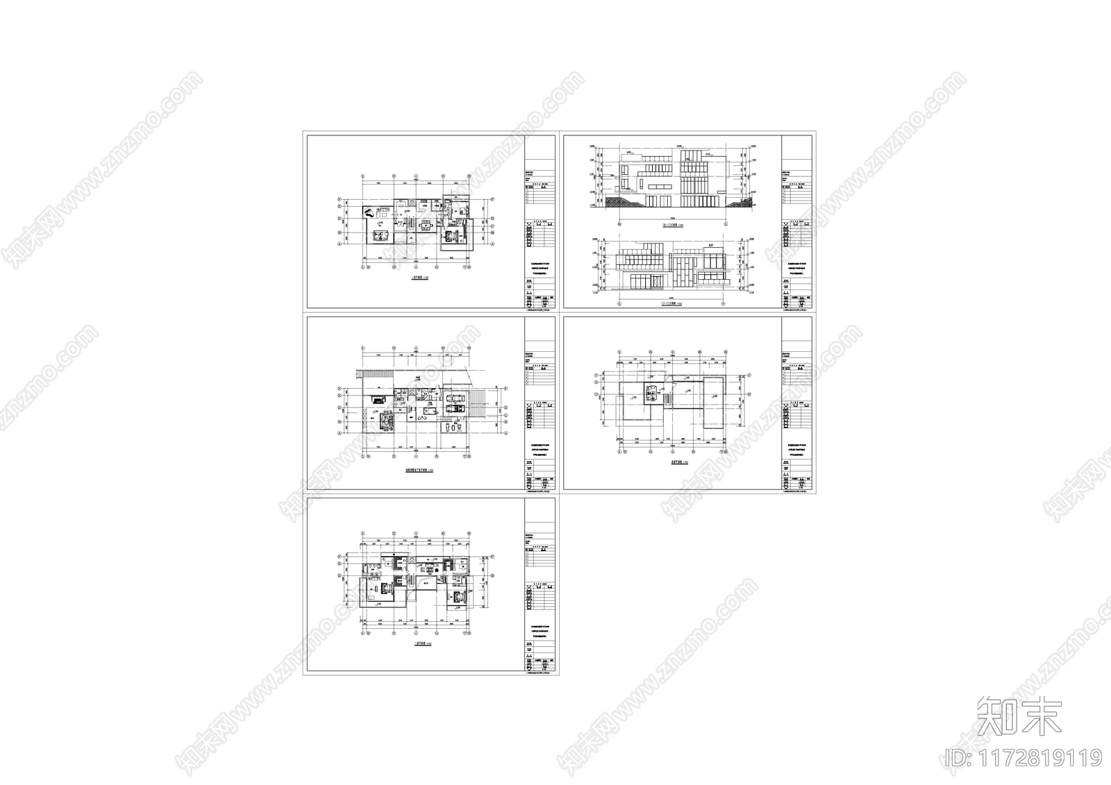 现代别墅建筑施工图下载【ID:1172819119】