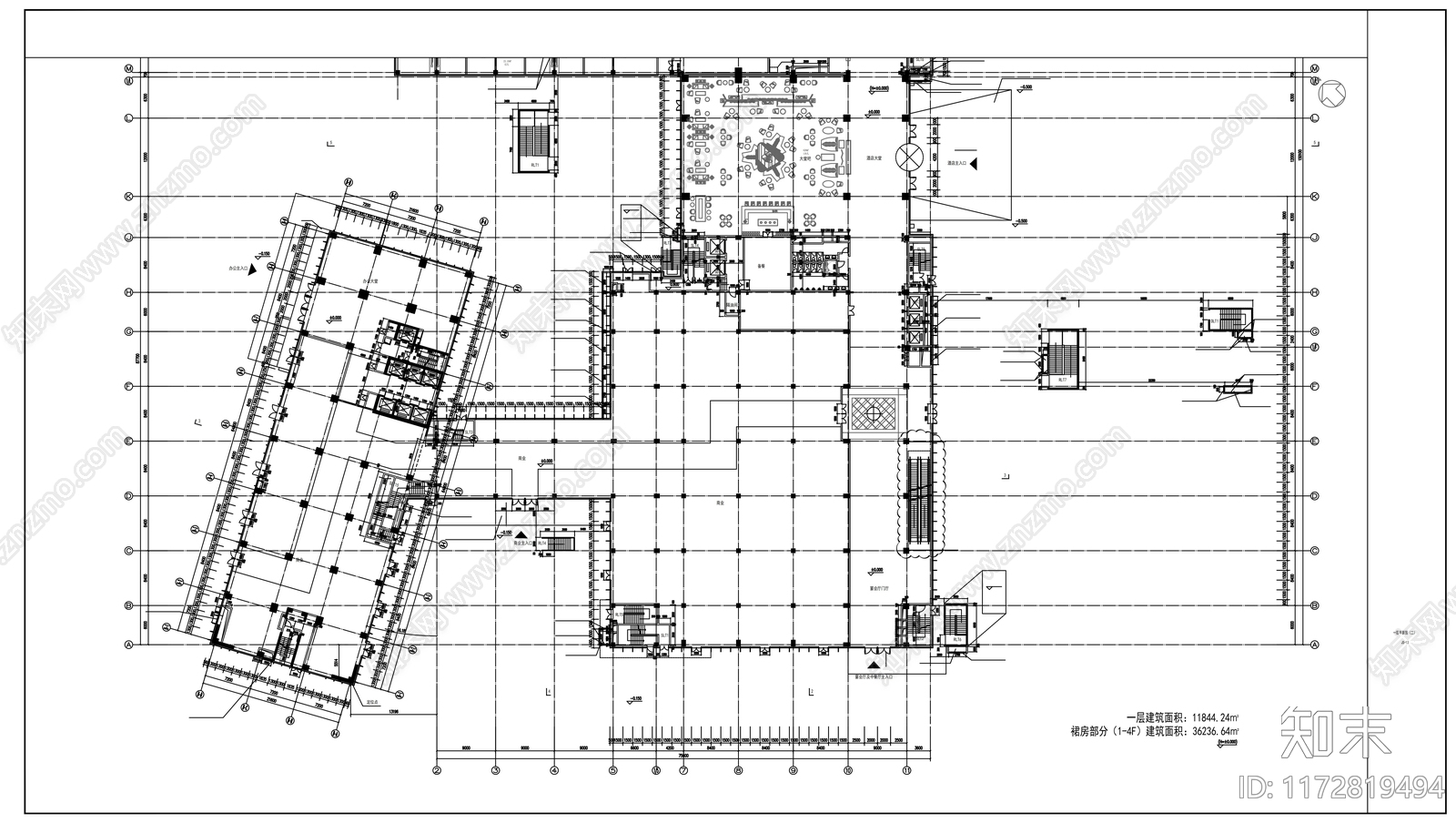 现代酒店建筑施工图下载【ID:1172819494】