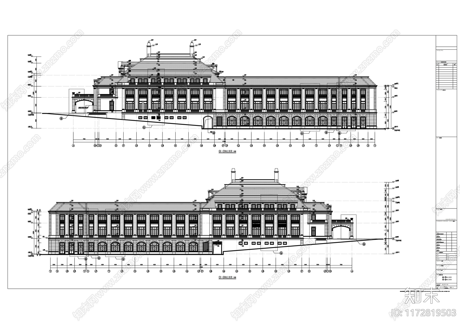 现代酒店建筑cad施工图下载【ID:1172819503】