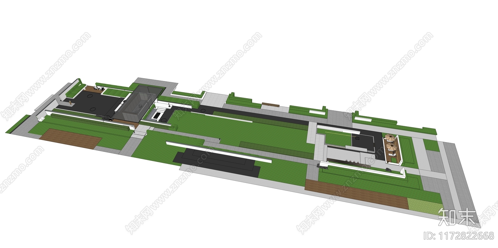 现代小区景观SU模型下载【ID:1172822668】