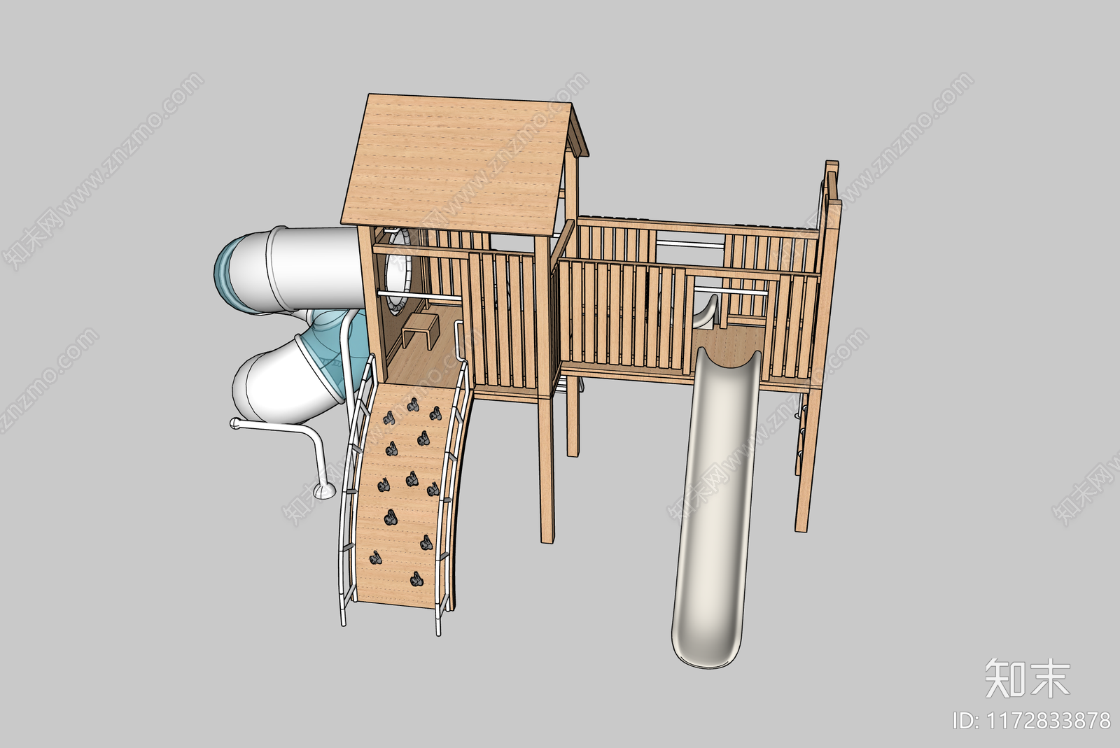 原木简约儿童游乐区SU模型下载【ID:1172833878】