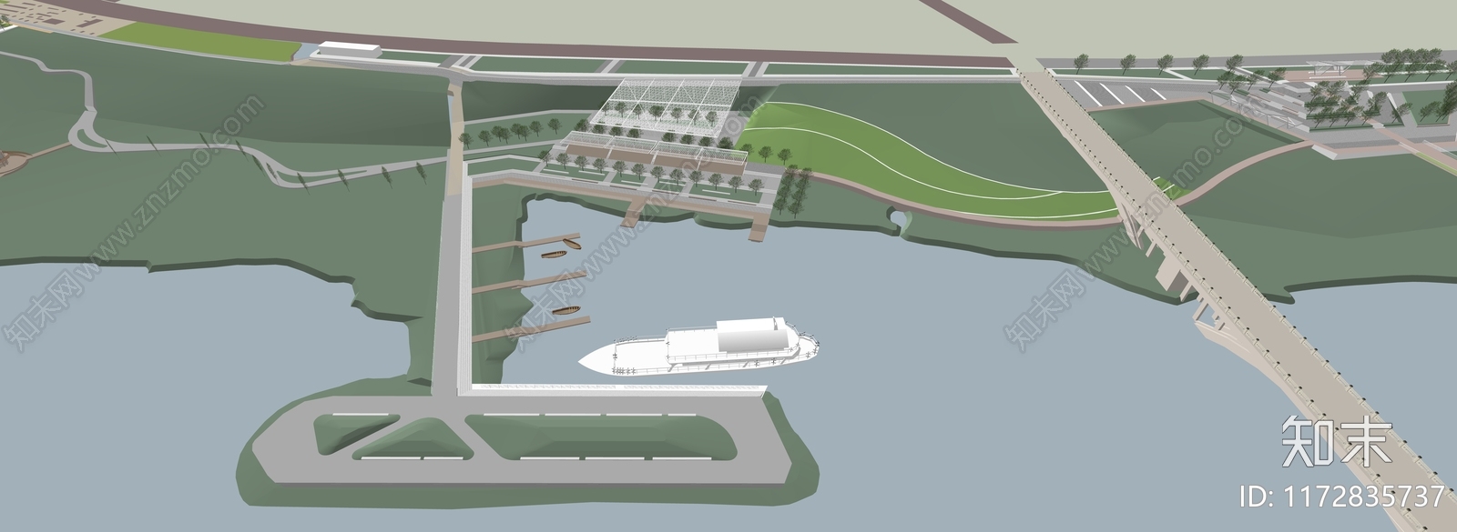 现代简约滨水景观SU模型下载【ID:1172835737】