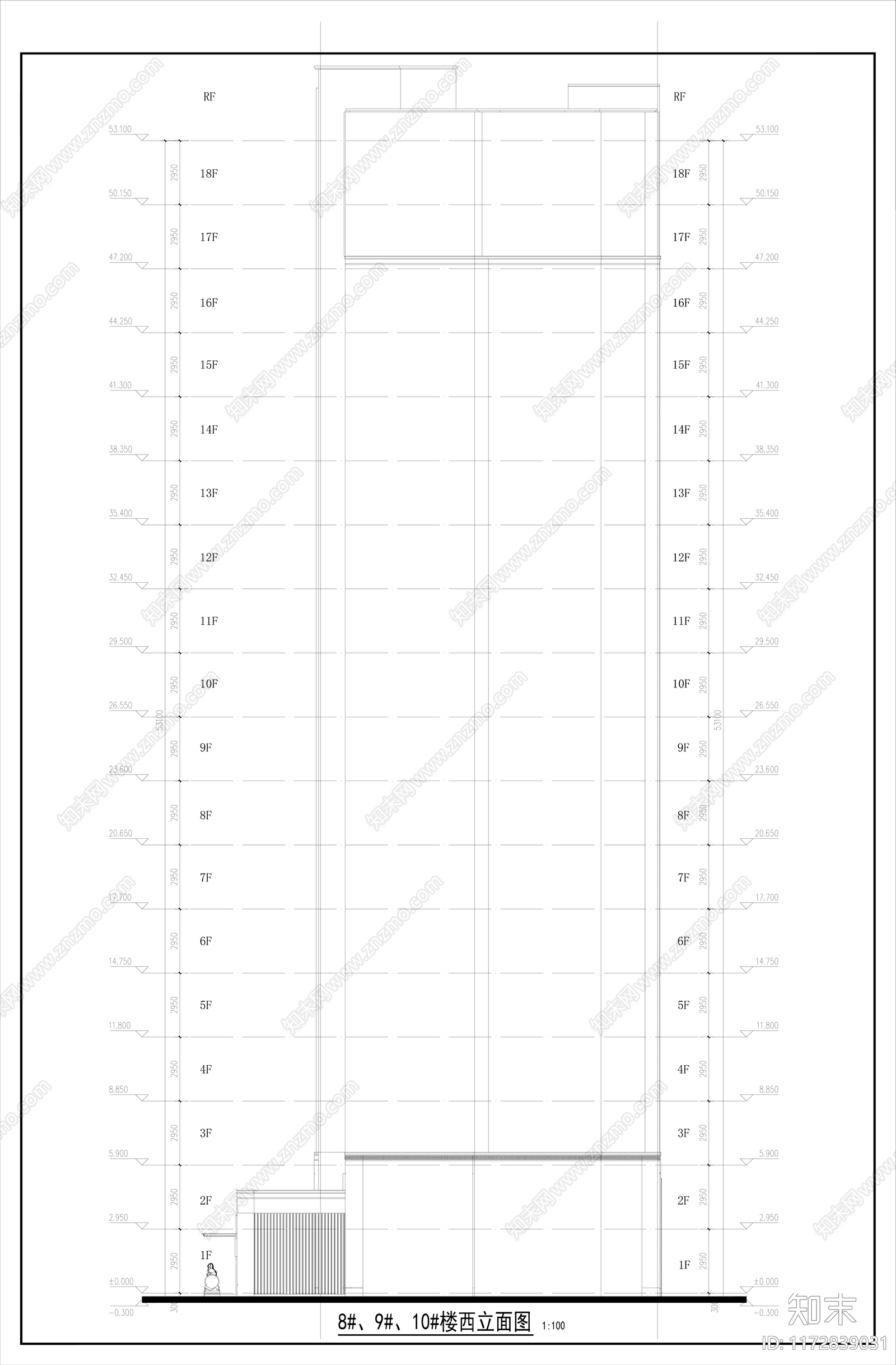 现代住宅楼建筑cad施工图下载【ID:1172839031】