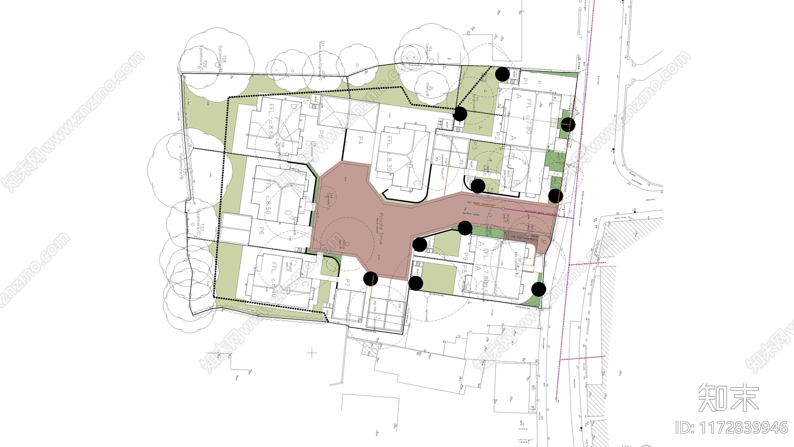 美式住宅楼建筑cad施工图下载【ID:1172839946】