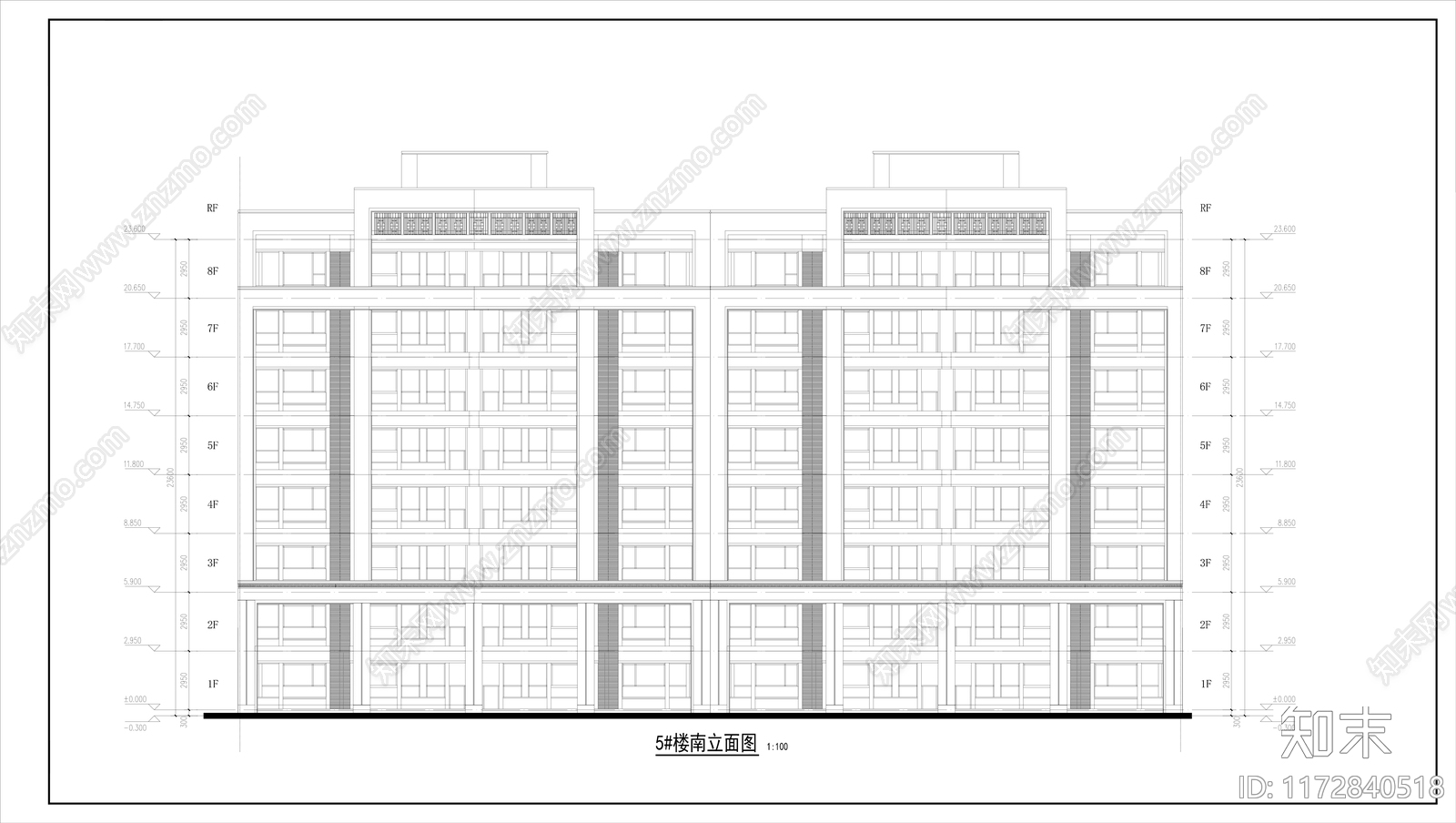 现代住宅楼建筑cad施工图下载【ID:1172840518】