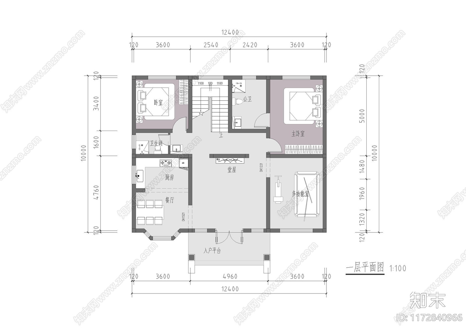 现代新中式别墅建筑cad施工图下载【ID:1172840966】