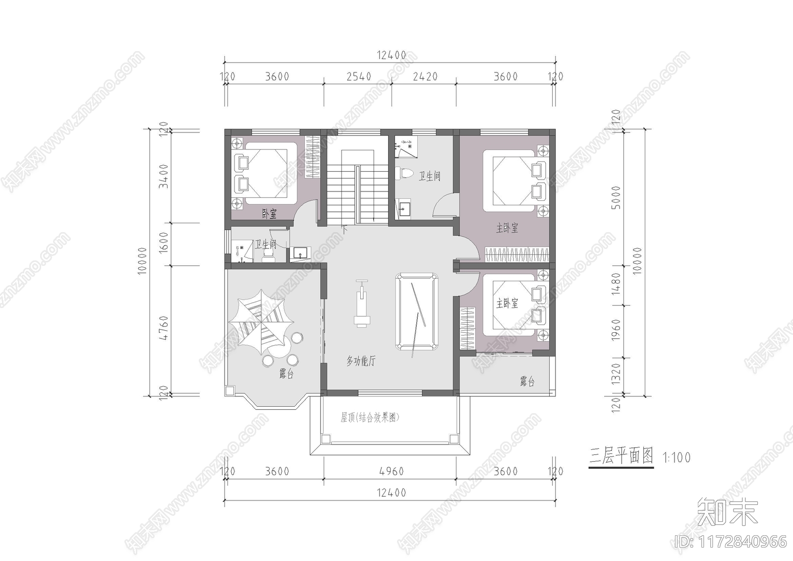 现代新中式别墅建筑cad施工图下载【ID:1172840966】