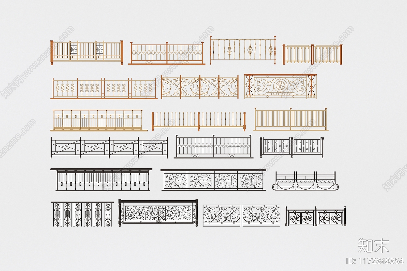 现代栏杆3D模型下载【ID:1172849354】