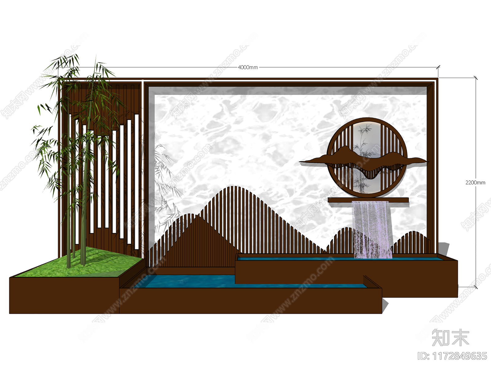 新中式中式别墅庭院SU模型下载【ID:1172849635】