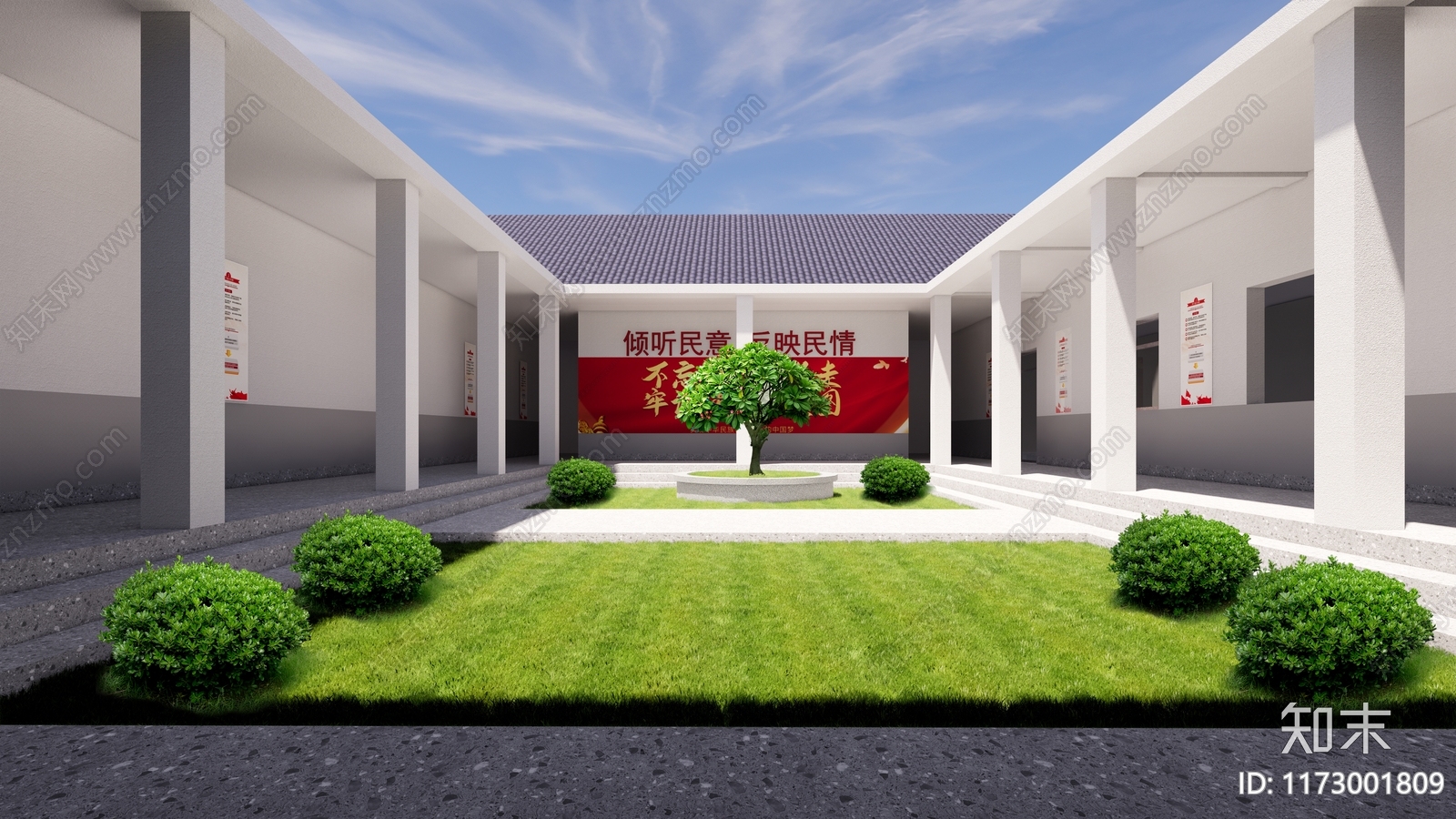 中式小公建SU模型下载【ID:1173001809】