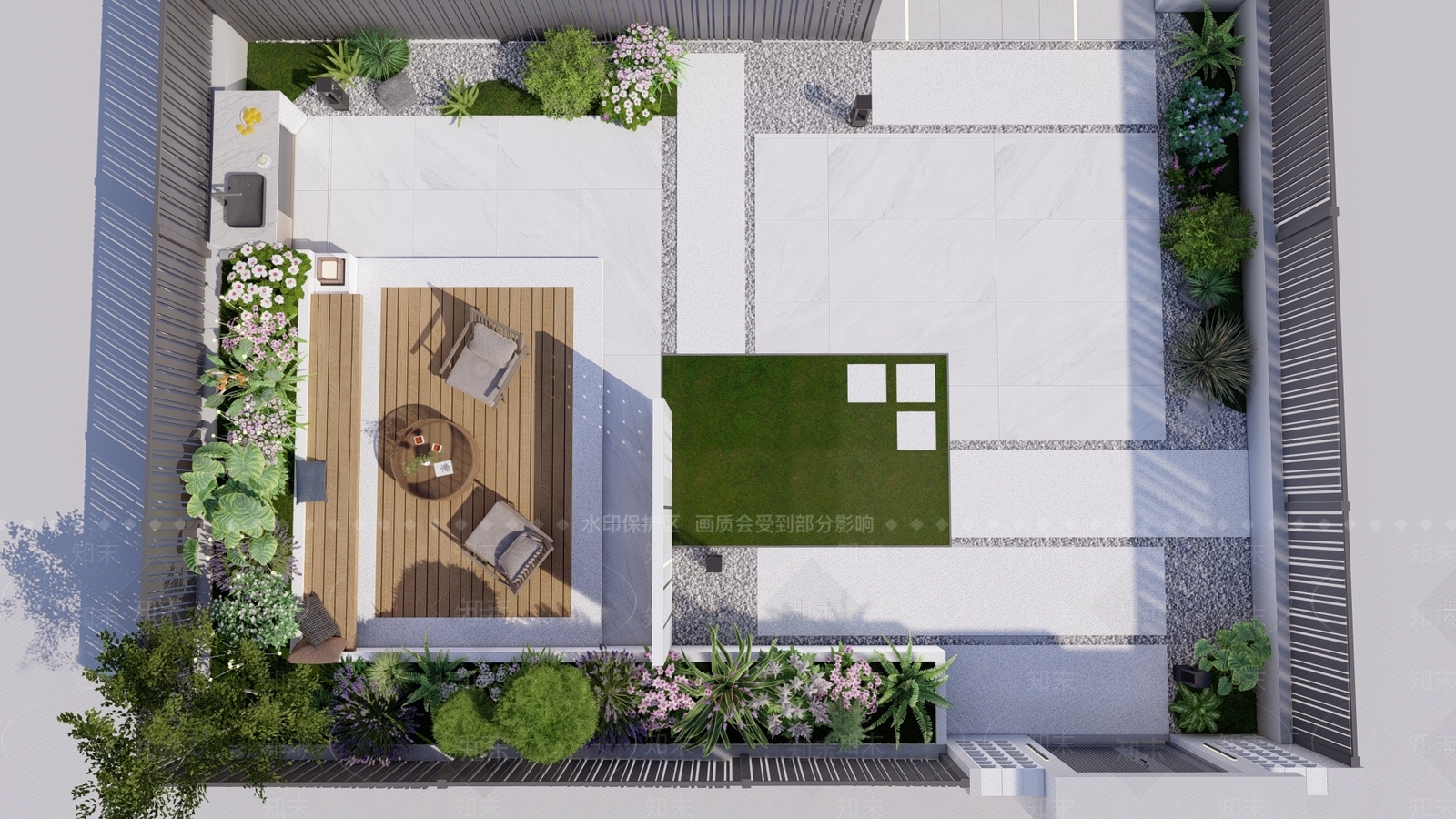 现代简约别墅庭院SU模型下载【ID:1173252119】