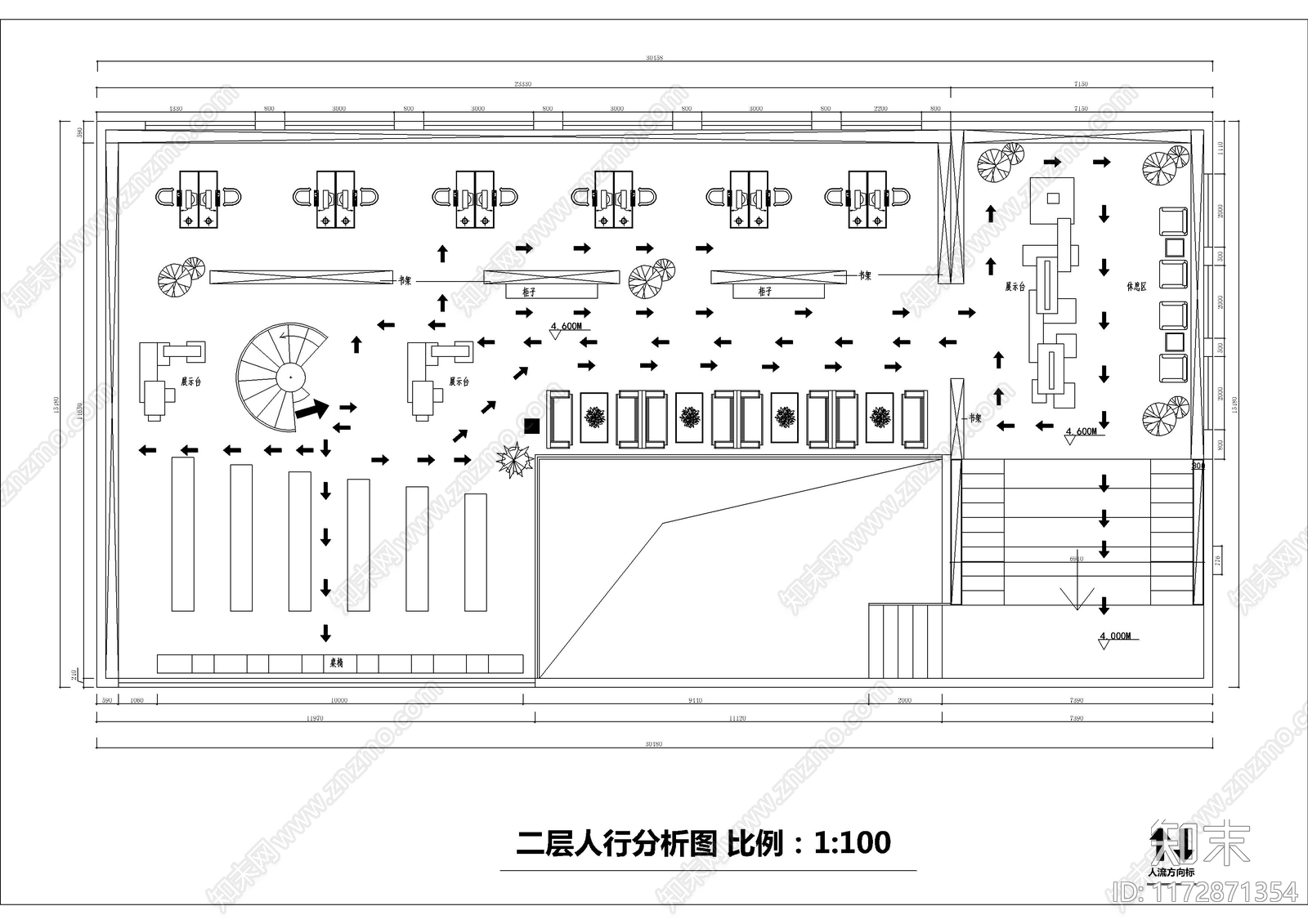 现代书店cad施工图下载【ID:1172871354】