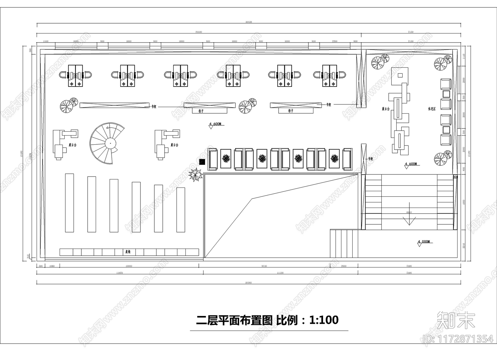 现代书店cad施工图下载【ID:1172871354】