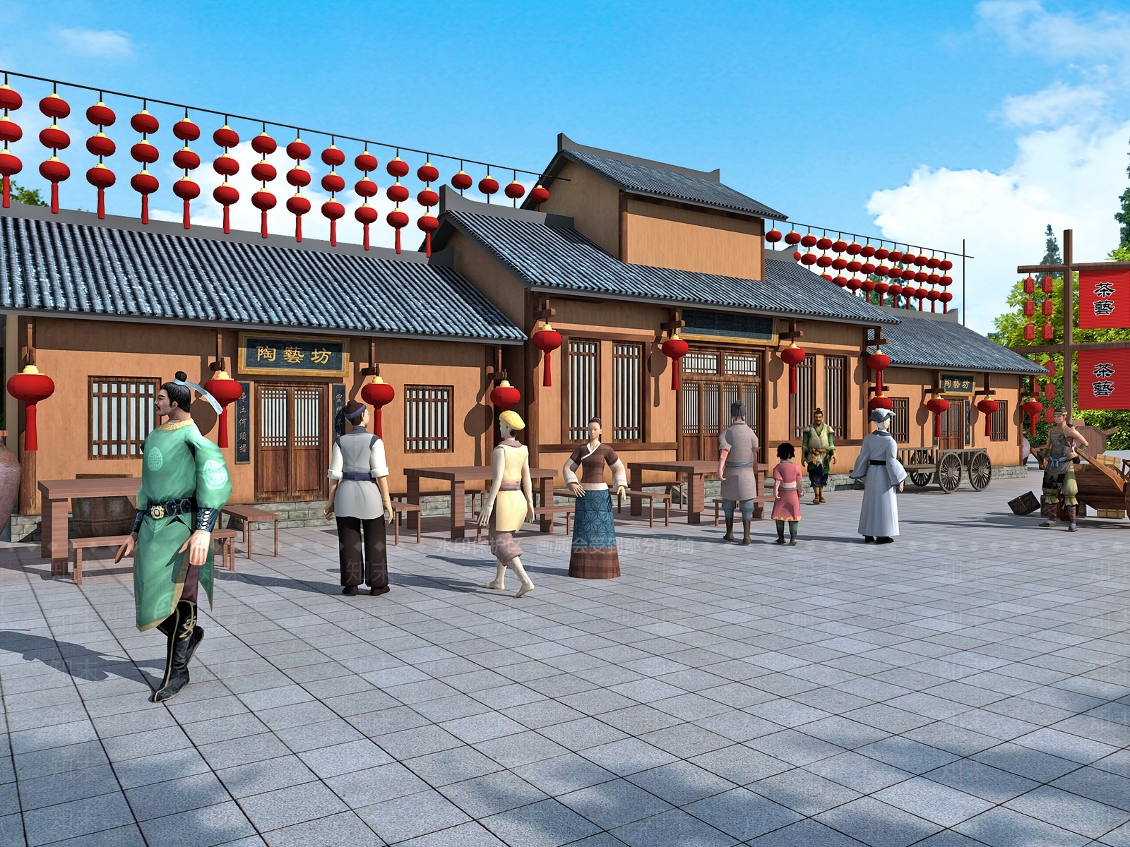 中式商业街3D模型下载【ID:1172873081】