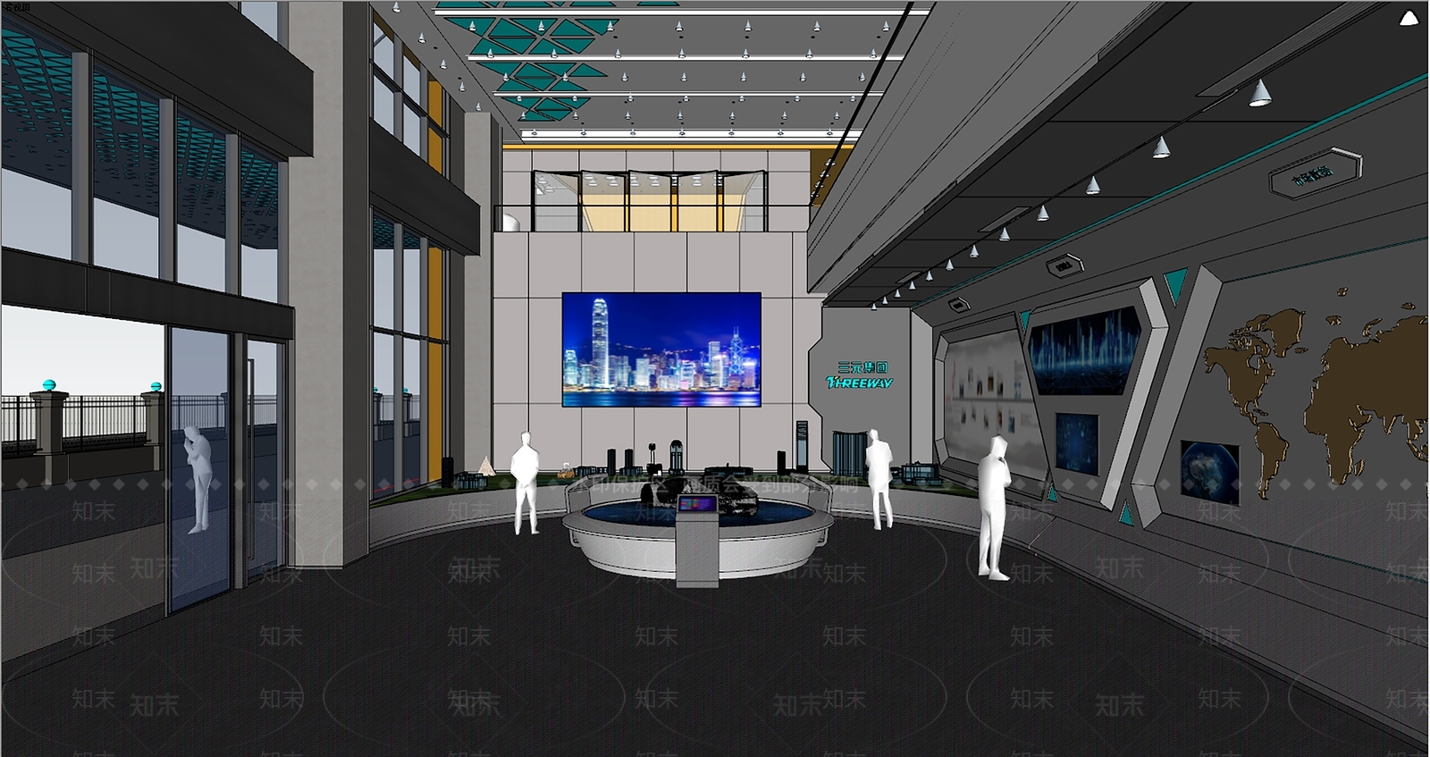 现代办公大堂SU模型下载【ID:1172878227】