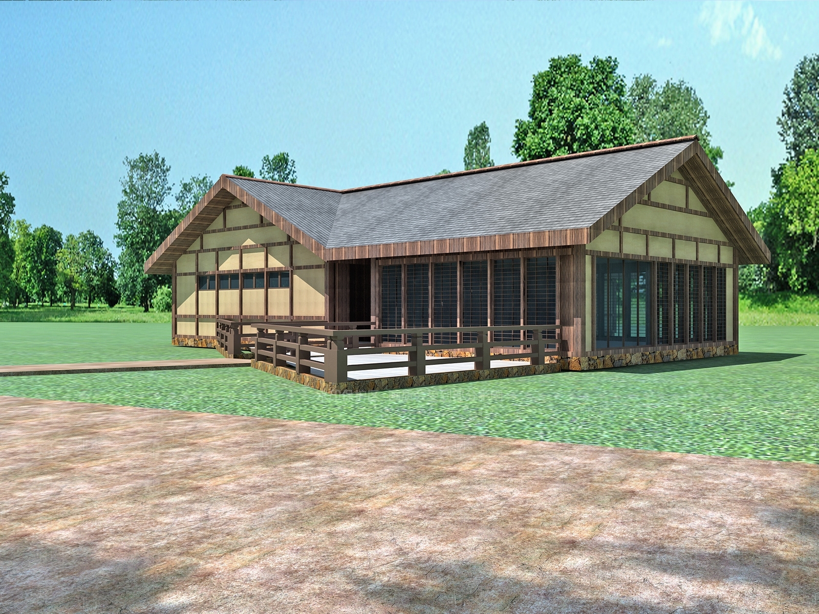 新中式驿站3D模型下载【ID:1172879581】