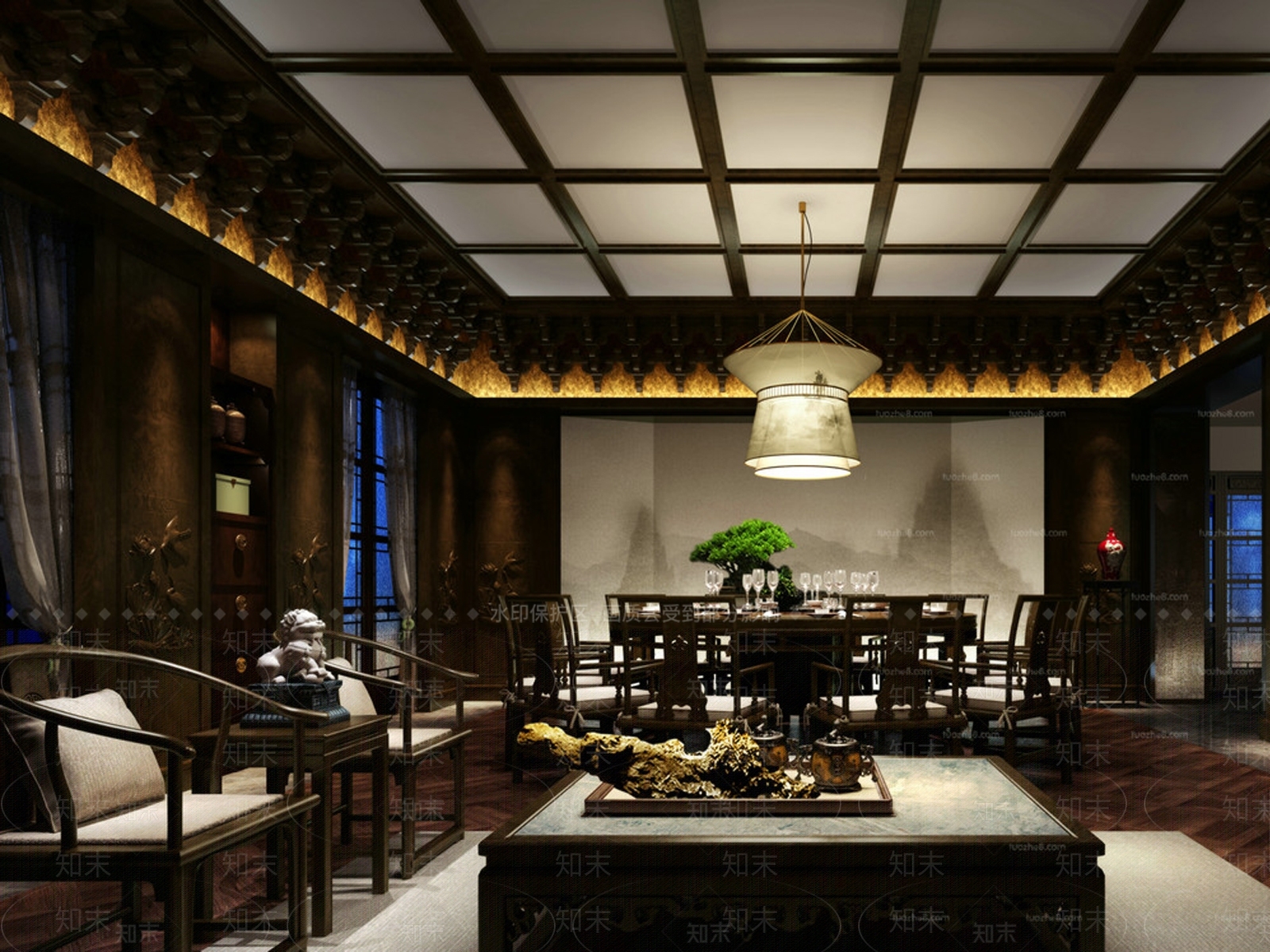 中式包厢3D模型下载【ID:1172891881】