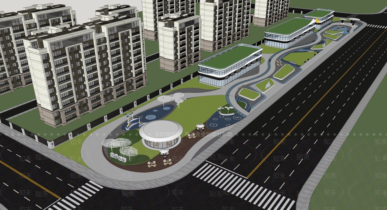 现代景观公园SU模型下载【ID:1172894421】