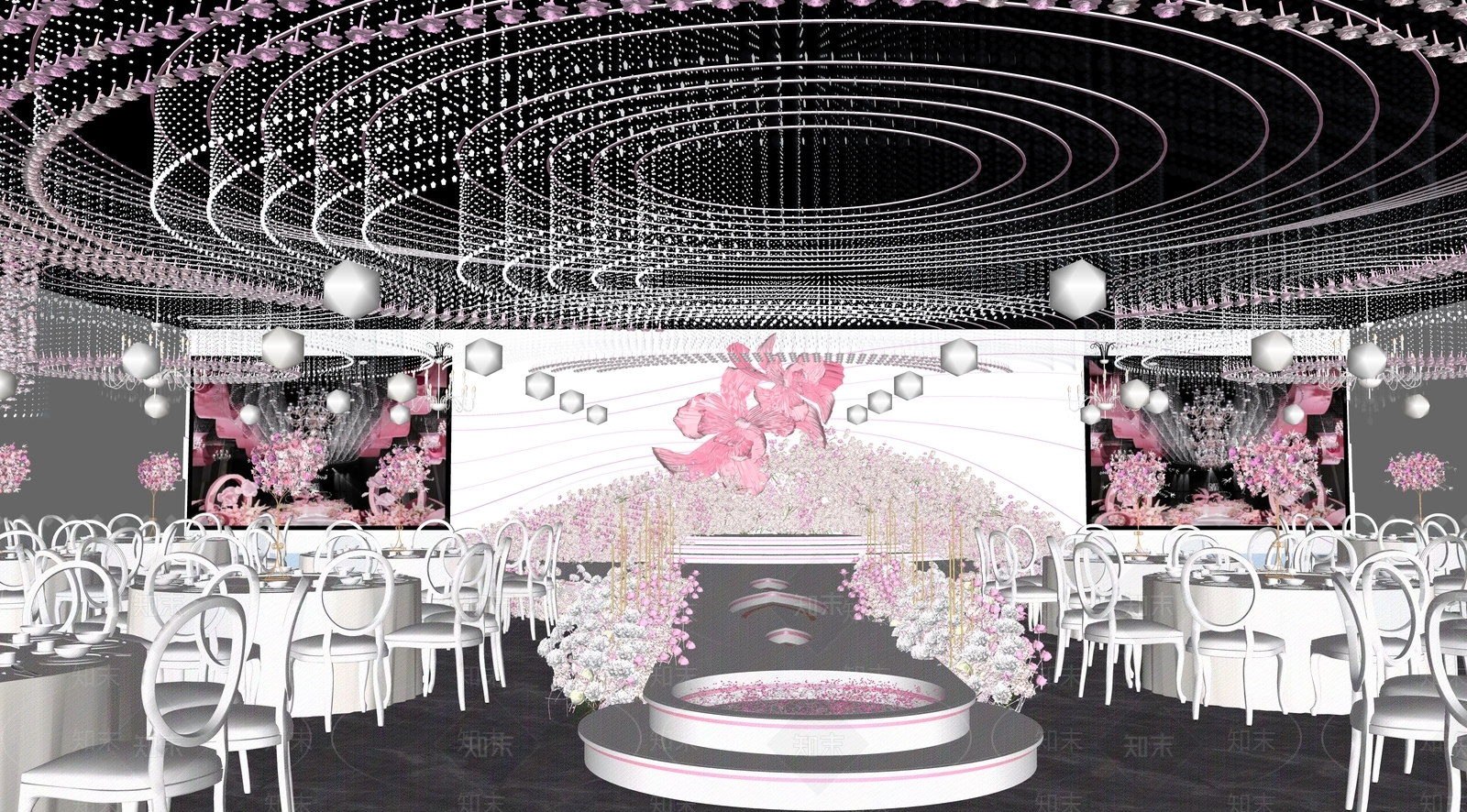 现代简约宴会厅SU模型下载【ID:1172900191】