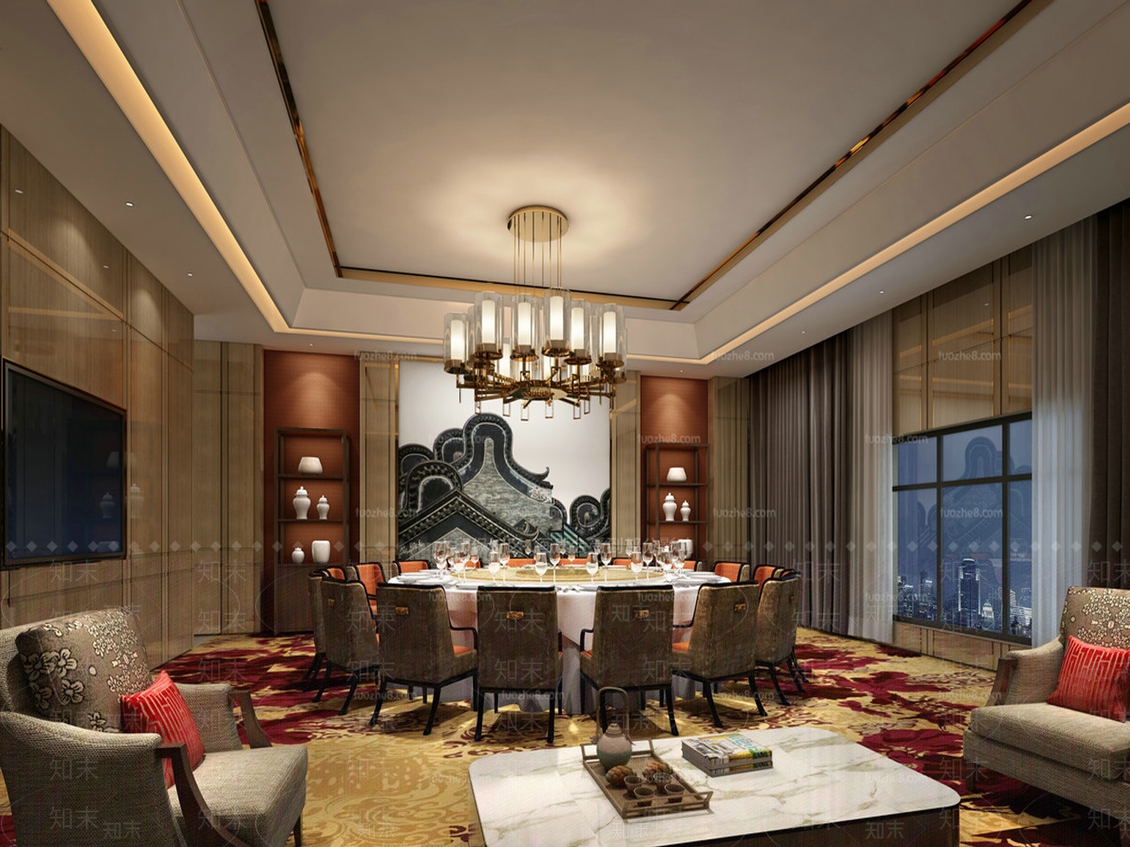 新中式包厢3D模型下载【ID:1172900673】
