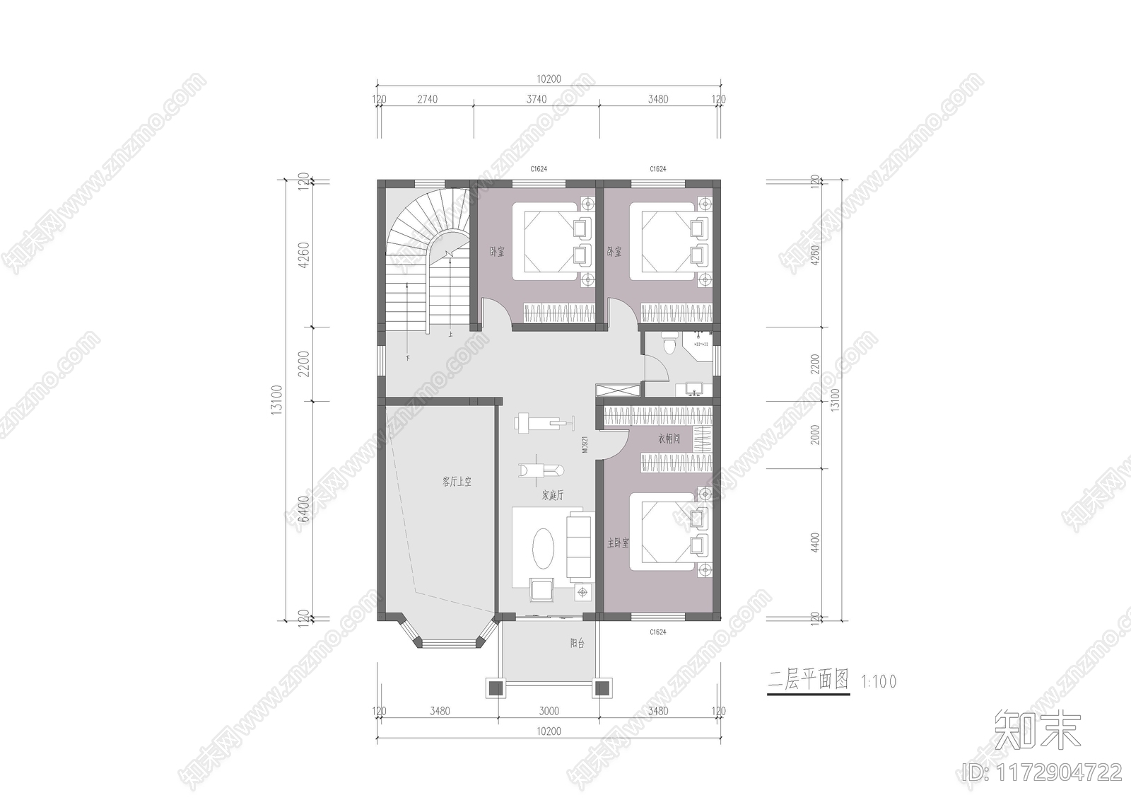 现代新中式别墅建筑施工图下载【ID:1172904722】