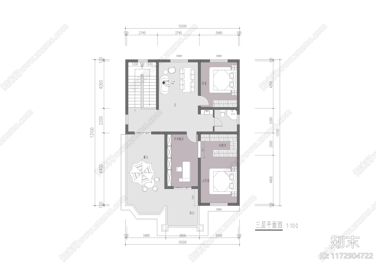 现代新中式别墅建筑施工图下载【ID:1172904722】