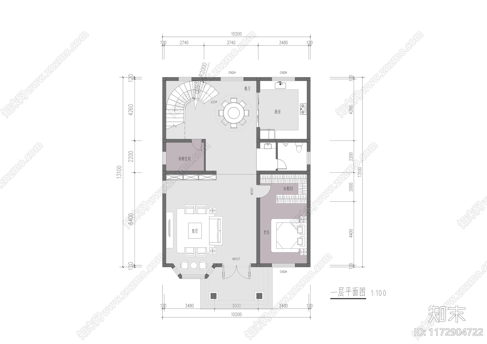 现代新中式别墅建筑施工图下载【ID:1172904722】