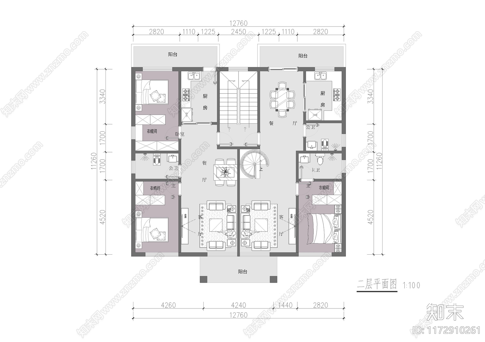 现代新中式别墅建筑施工图下载【ID:1172910261】