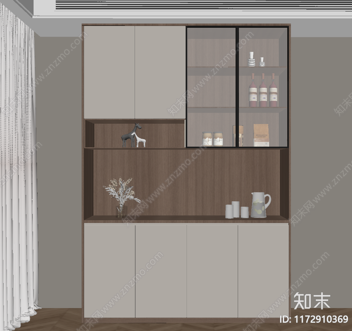 现代餐边柜SU模型下载【ID:1172910369】