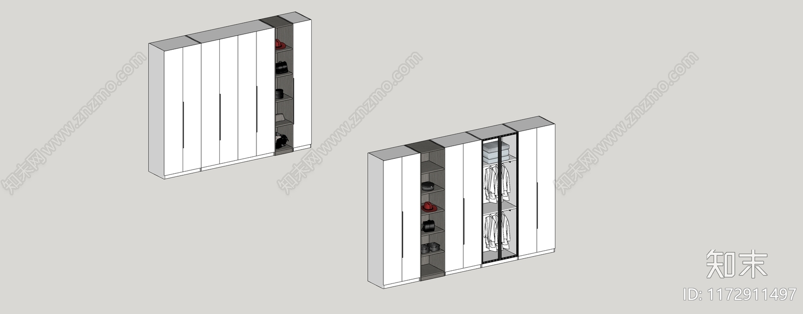 现代极简衣柜SU模型下载【ID:1172911497】