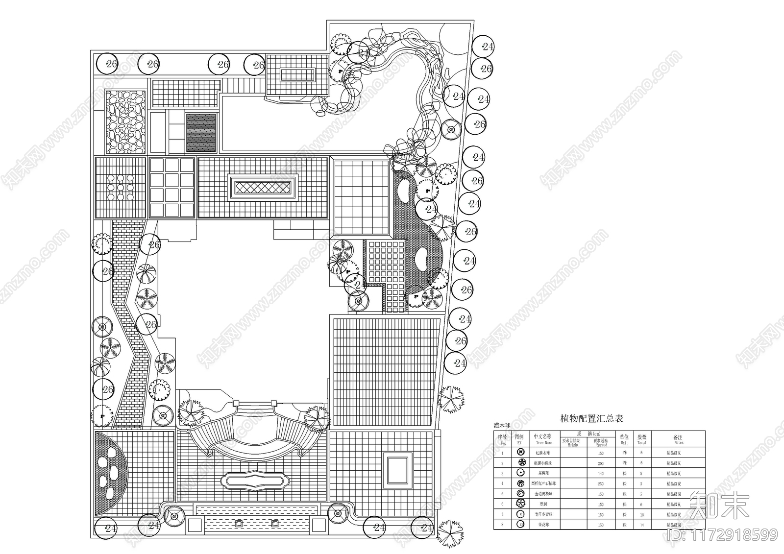 现代庭院cad施工图下载【ID:1172918599】